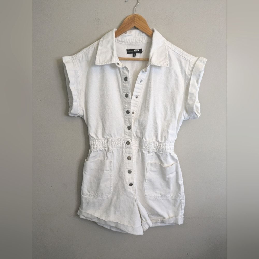 Blank NYC Meditation White Denim Romper Size S